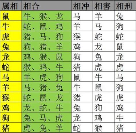 生肖相克化解|属相相生相克表